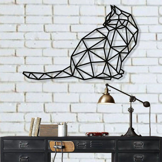Geometric Cat Ver 1 Cat Lovers Wall Art Decor Cut Metal Sign Laser Cut Metal Signs Custom Gift Ideas - 8 inches - metal sign