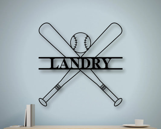 Personalized Metal Baseball Sign, Boys Baseball Art, Outdoor Patio Metal Signs, Personalized Bat Sign - metal sign
