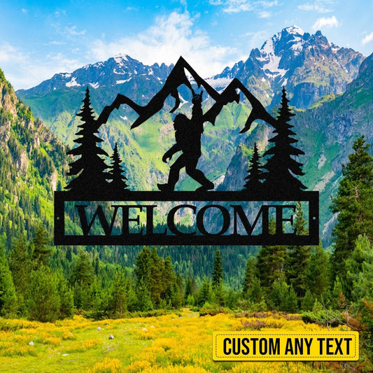 Custom Any Text Bigfoot Say Hi Metal Art, Cabin Decor, Camping Gift Laser Cut Metal Signs Custom Gift Ideas - 8 inches - metal sign