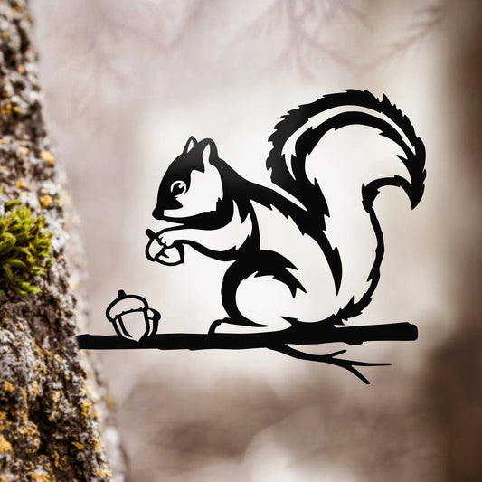 Go Nuts Squirrel Metal Art Garden Signs Cut Metal Sign Metal House Sign - 8 inches - metal sign
