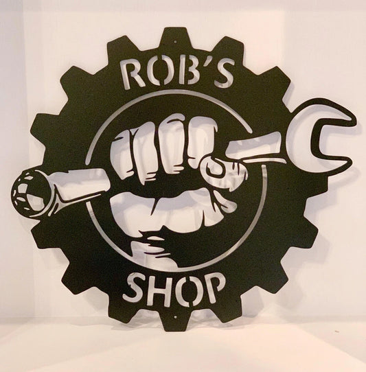 Personalized Man Cave Shop Sign Custom Metal Shop Sign Dad Gift Gift For Him Workshop Sign Christmas - 8 inches - metal sign