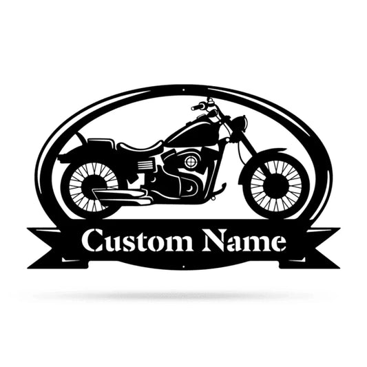 Motorcycle Monogram Cut Metal Sign Metal House Sign - 8 inches - metal sign