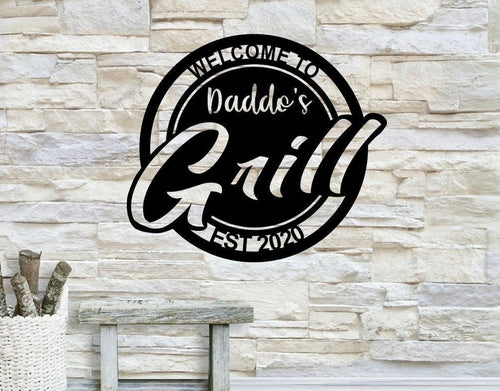 Personalized Backyard Grill Metal Sign, Grill Wall Decor, Metal Wall Decor, Bar Decor, Personalized Home Decor, Metal Wall Art, Laser Cut Metal Signs Custom Gift Ideas