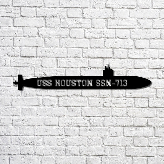 Uss Houston Navy Ship Metal Art, Custom Us Navy Ship Cut Metal Sign, Gift For Navy Veteran, Navy Ships - metal sign