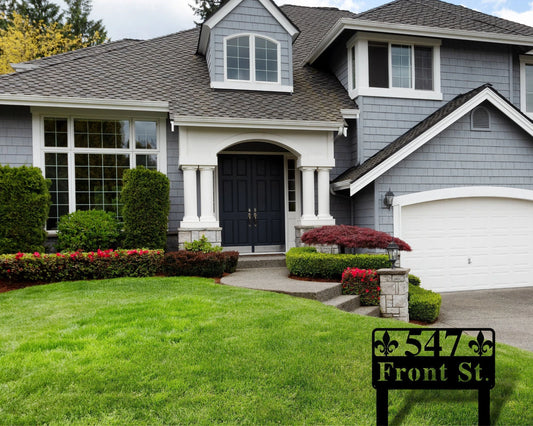 Lawn Mounted Metal Address Plaque, Personalized Metal Address Lawn Sign, Display Your Address And Street - metal sign