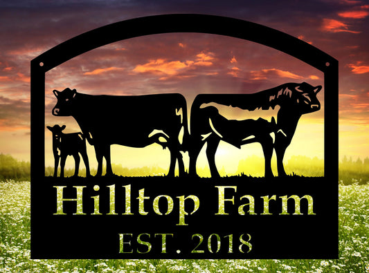 Metal Farm Sign , Cows And Bull Personalized Family Name Metal Sign Wedding Gift Personalized Gift Metal - wedding detail