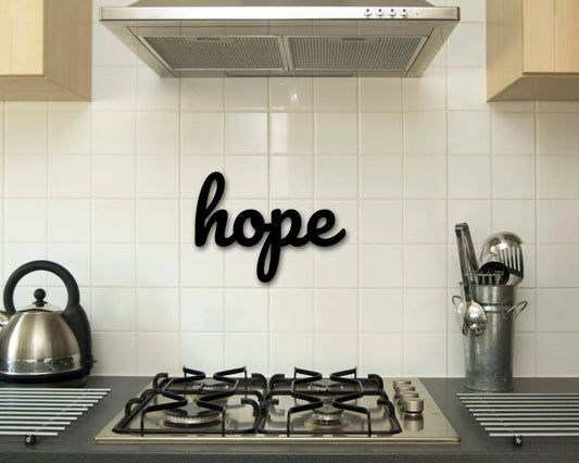 Hope Sign, Hope Metal Word, Inspirational Wall Art, Metal Cursive Word Sign, Cursive Word Wall Art - metal sign