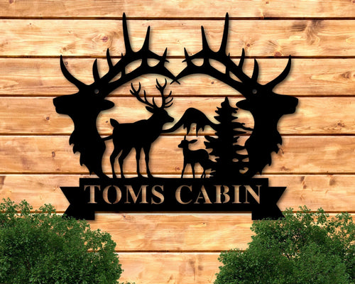 Personalized Metal Cabin Sign Mountain Wedding Deer Metal Sign Cabin Metal Sign Cabin Metal Art Cabin Metal Wall Decor Outdoor