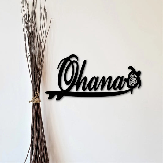 Ohana Means Family Sign, Hawaiian Decor, Ohana Metal Word Art, Family Sign, Hawaii Art Tropical Decor - metal sign