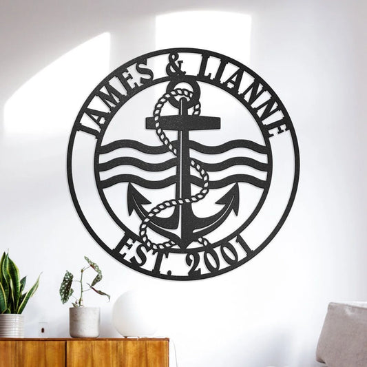 Personalized Boeating Metal Sign, Boaters Metal Sign, Anchor, Rope Metal Wall, Custom Text Metal Sign For - metal sign