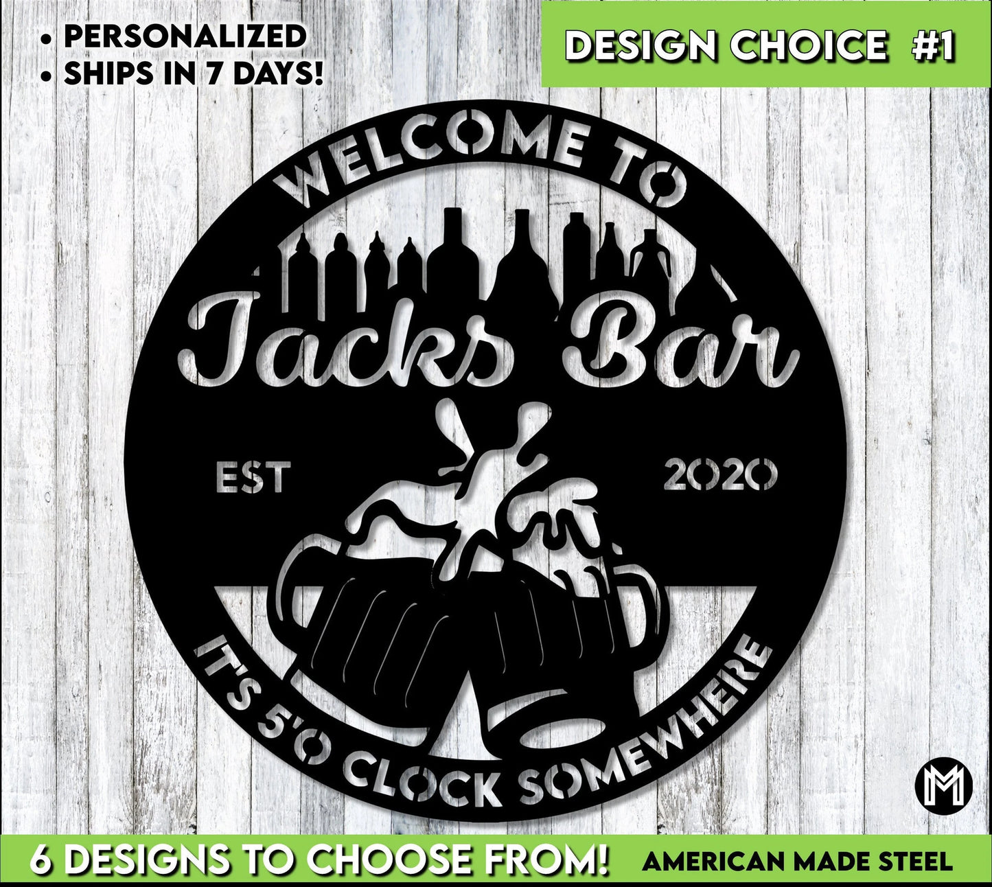 Welcome To The Bar Sign, Metal, Custom Bar Sign, Personalized Bar Sign, Made To Order Bar Sign, Pub Sign, Home Bar Signs Laser Cut Metal Signs Custom Gift Ideas