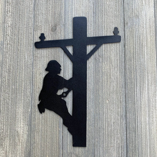 Lineman Metal Sign Cutout, Cut Metal Sign, Wall Metal Art Laser Cut Metal Signs Custom Gift Ideas - 8 inches - metal sign