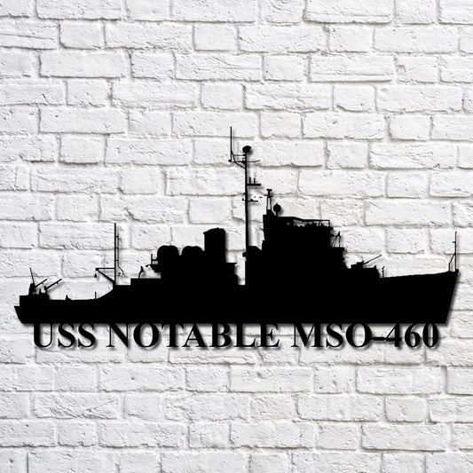 Uss Notable Mso460 Navy Ship Metal Art, Gift For Navy Veteran, Navy Ships Silhouette Metal Art, Navy Home Decor Laser Cut Metal Signs Custom Gift Ideas