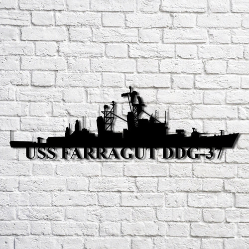 Uss Farragut Ddg37 Navy Ship Metal Art, Custom Us Navy Ship Cut Metal Sign, Gift For Navy Veteran, Navy Ships Silhouette Metal Art, Navy Home Decor Laser Cut Metal Signs Custom Gift Ideas