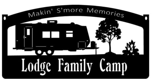 Personalized, Metal Camper Sign With Camper And Campfire, Metal Wall Art, Metal House Sign Laser Cut Metal Signs Custom Gift Ideas - 8 inches - metal sign