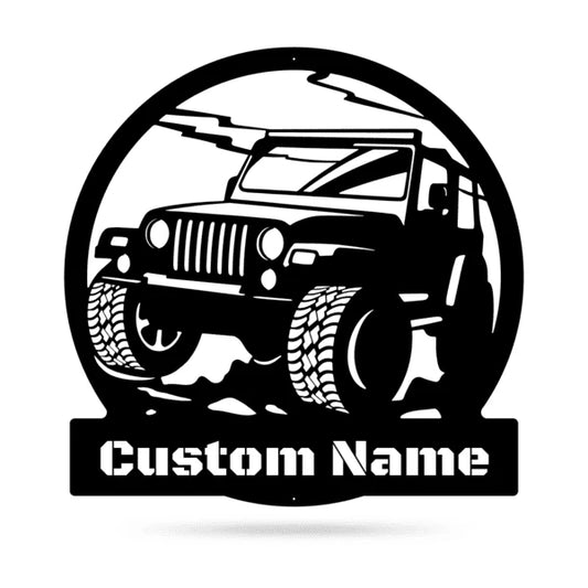Jeep Monogram, Cut Metal Sign, Metal Wall Art, Metal House Sign Laser Cut Metal Signs Custom Gift Ideas - 8 inches - metal sign