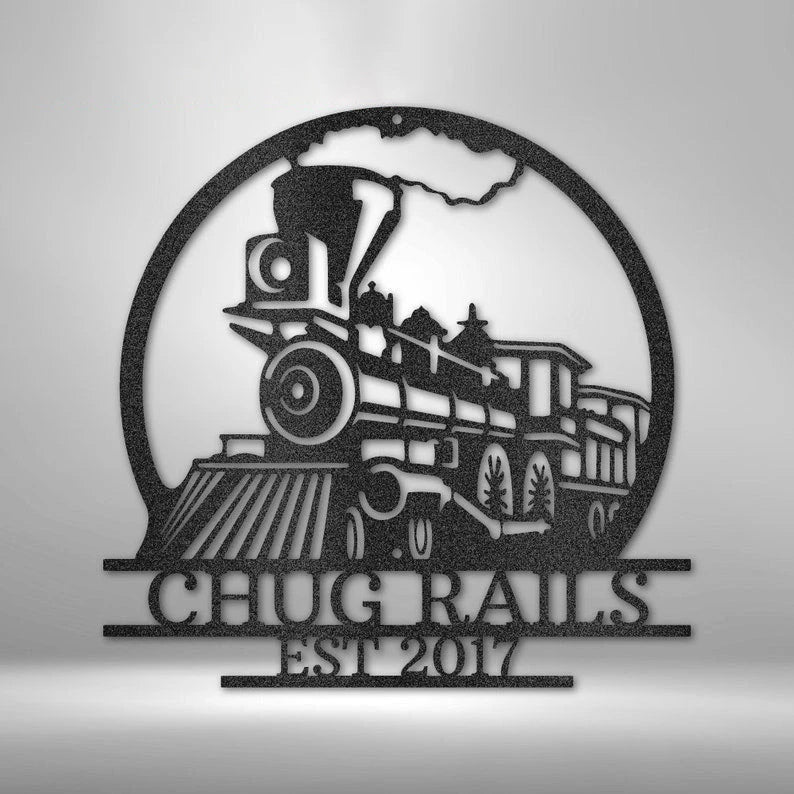 Personalized Train Sign Powder Coated For Outdoor Or Indoor Use Custom Metal Sign Personalized Train Wall Decor