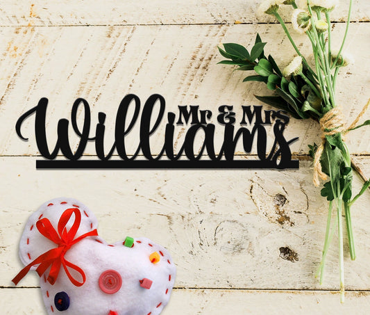 Personalized Metal Gift For Couple Established Sign, Wedding Gift, Mr And Mrs Est Sign, Family Name Sign - wedding detail