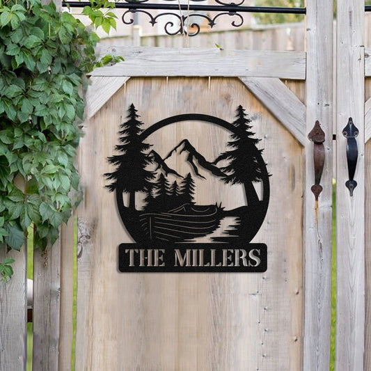 Fishing Boat Metal Sign Monogram, Custom Outdoor House, Cabin, Wall Decor, Wedding Art Gift For - wedding detail