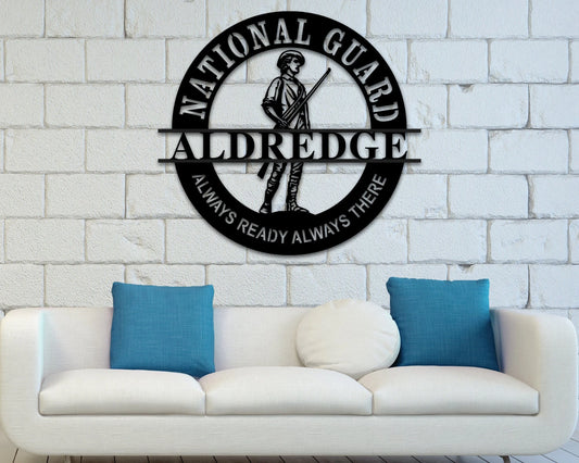 Personalized National Guard Gifts, National Guard Emblem, Personalized Metal Name Sign, Custom National - metal sign