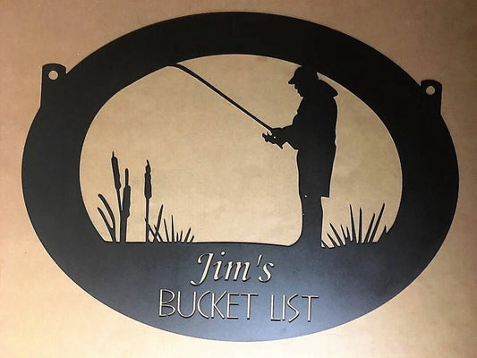 Personalized, Metal Fisherman Sign, Metal Wall Art, Metal House Sign, Metal Laser Cut Metal Signs Custom Gift Ideas - 8 inches - metal sign