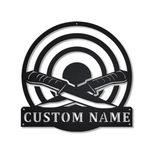 Personalized Knife Throwing Sport Monogram Metal Sign Art, Custom Knife Throwing Metal Sign, Hobbie - metal sign
