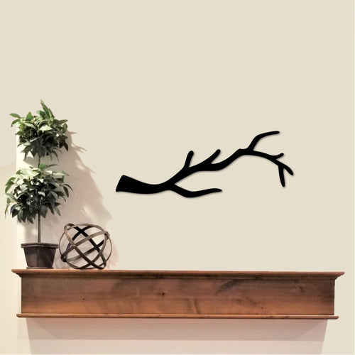 Tree Branch Rustic Decor Single Tree Branch Metal Wall Decor Metal Wall Accents Horizontal Tree Branch For Wall 19" Wide