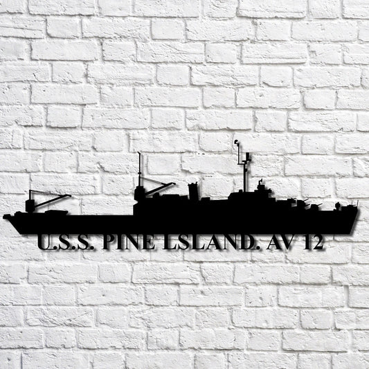 U.s.s. Pine Lsland. Av 12 Navy Ship Metal Art, Custom Us Navy Ship Cut Metal Sign, Gift For Navy Veteran - metal sign