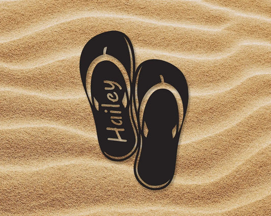 Flip Flop Sign Sandal Sign Custom Metal Sign Metal Name Sign Metal Signs - 8 inches - metal sign