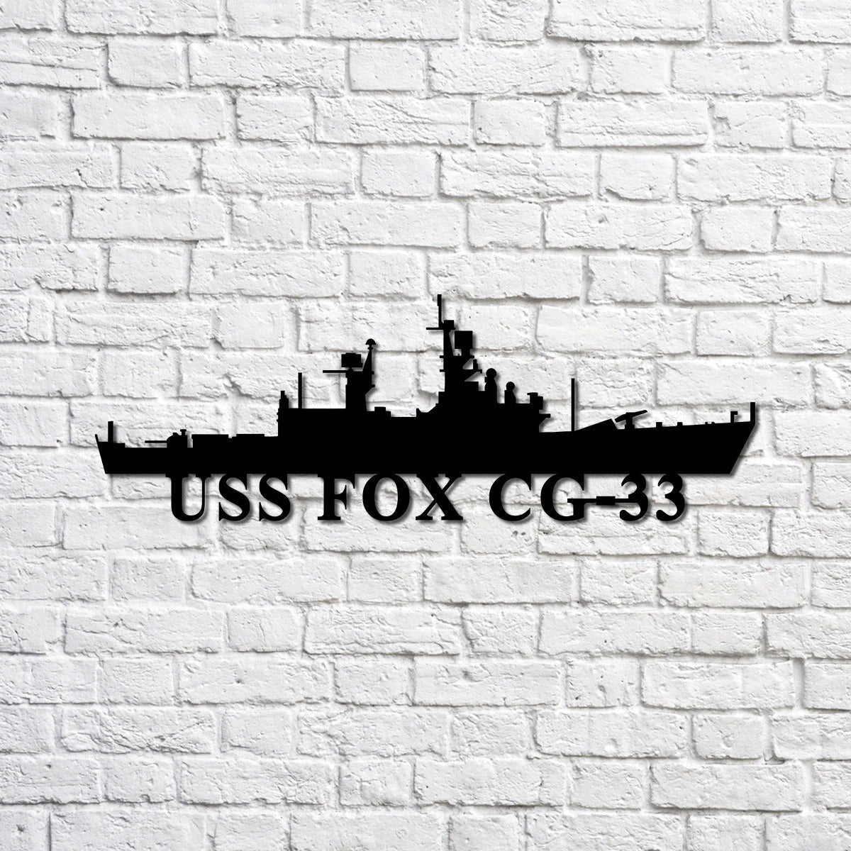 Uss Fox Cg33 Navy Ship Metal Sign, Memory Wall Metal Sign Gift For Navy Veteran, Navy Ships Silhouette Metal Sign Laser Cut Metal Signs Custom Gift Ideas