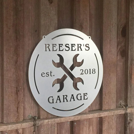 Custom Metal Garage Or Tool Shed Sign Cut Metal Sign Metal House Sign - 8 inches - metal sign