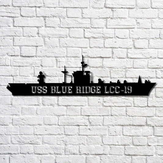 Uss Blue Ridge Lcc19 Navy Ship Metal Art, Custom Us Navy Ship Cut Metal Sign, Gift For Navy Veteran, Navy - metal sign