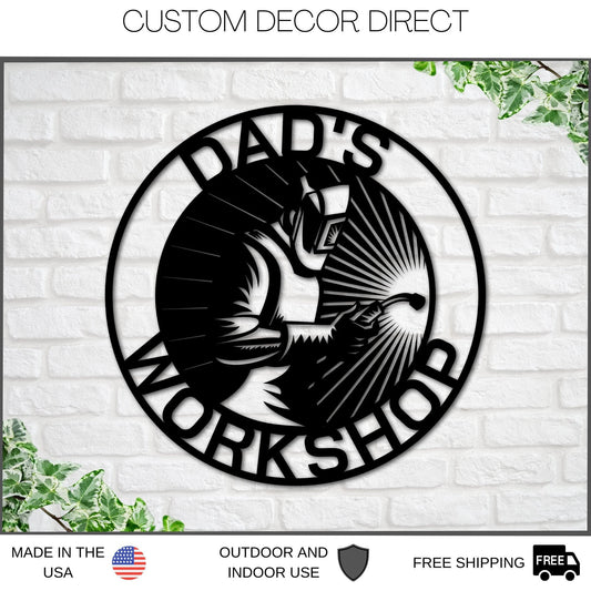 Grandpa's Workshop Sign, Crescent Wrench & Hammer Art, Gift For Grandpa, Woodworker Sign, Custom Workshop - metal sign