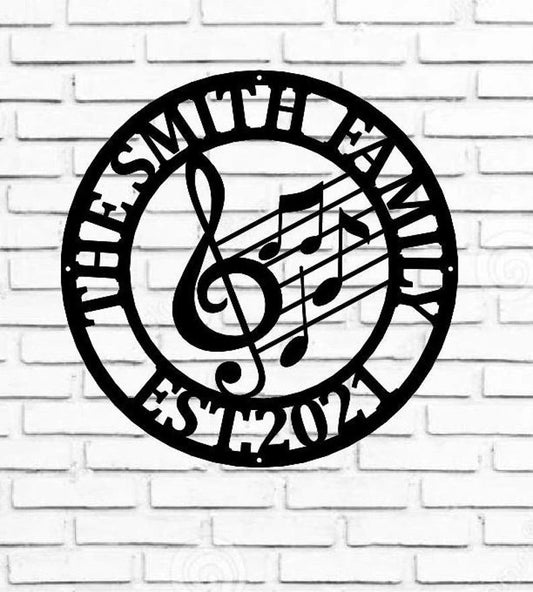 Personalized Music Established Last Name Family Sign, Personalized, Mother's Day Gift, Metal Music Wall - metal sign