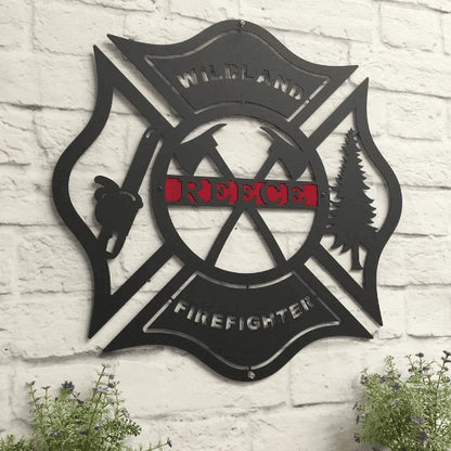 Wildland Firefighter Metal Maltese Sign Cut Metal Sign Metal House Sign