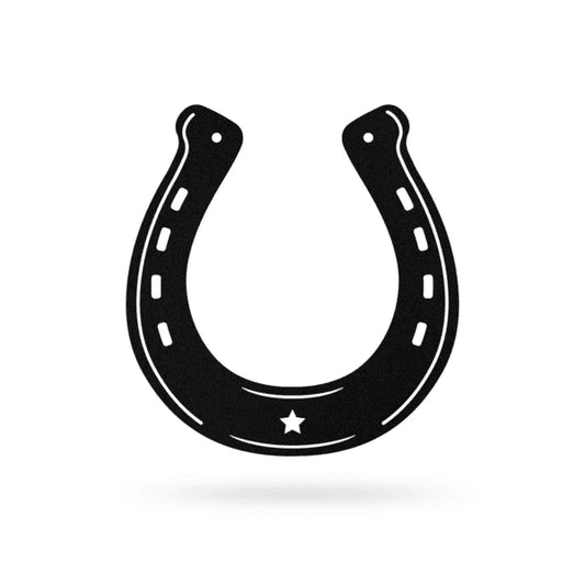 Good Luck Horseshoe Cut Metal Sign Metal House Sign - 8 inches - metal sign