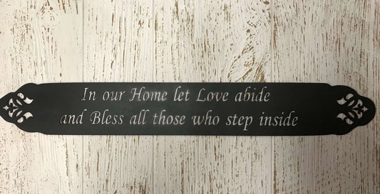 Metal In Our Home Let Love Abide Plaque Metal House Sign - 8 inches - metal sign