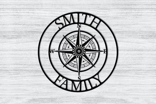 Personalized Compass Metal Sign Custom Coordinates Nautical Address Wall Art Coordinates Wall Decor - metal sign