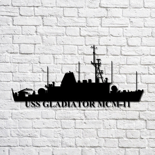 Uss Gladiator Mcm11 Navy Ship Metal Art, Custom Us Navy Ship Cut Metal Sign, Gift For Navy Veteran, Navy Ships Silhouette Metal Art, Navy Home Decor Laser Cut Metal Signs Custom Gift Ideas