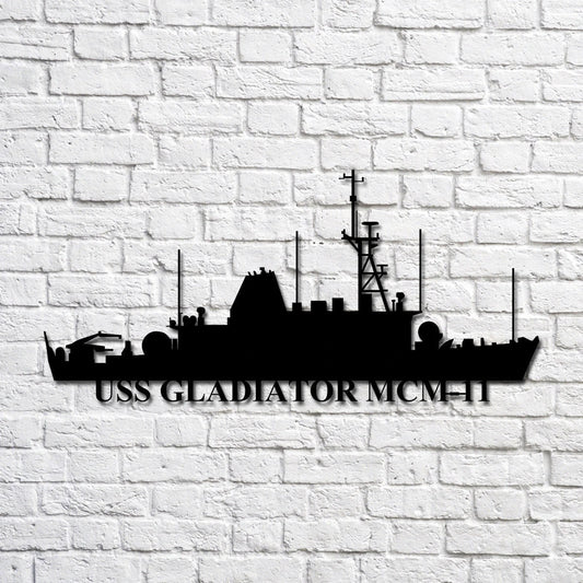 Uss Gladiator Mcm11 Navy Ship Metal Art, Custom Us Navy Ship Cut Metal Sign, Gift For Navy Veteran, Navy - metal sign
