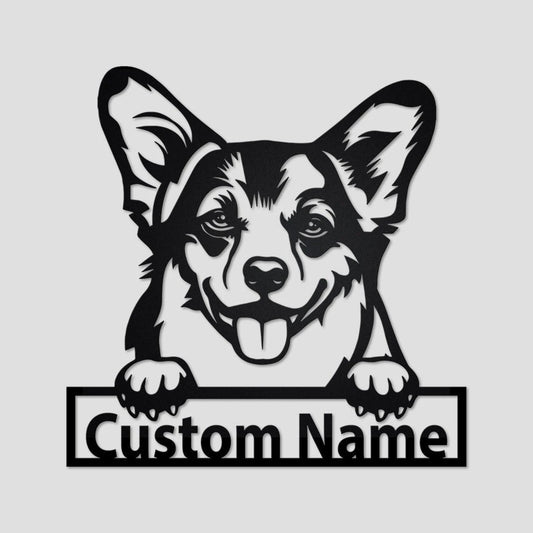 Personalized Custom Welsh Corgi Metal Sign for Dog Lover Custom Name - 8 inches - metal sign