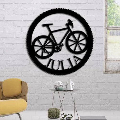 biking Lovers Personalized Name Cut Metal Sign
