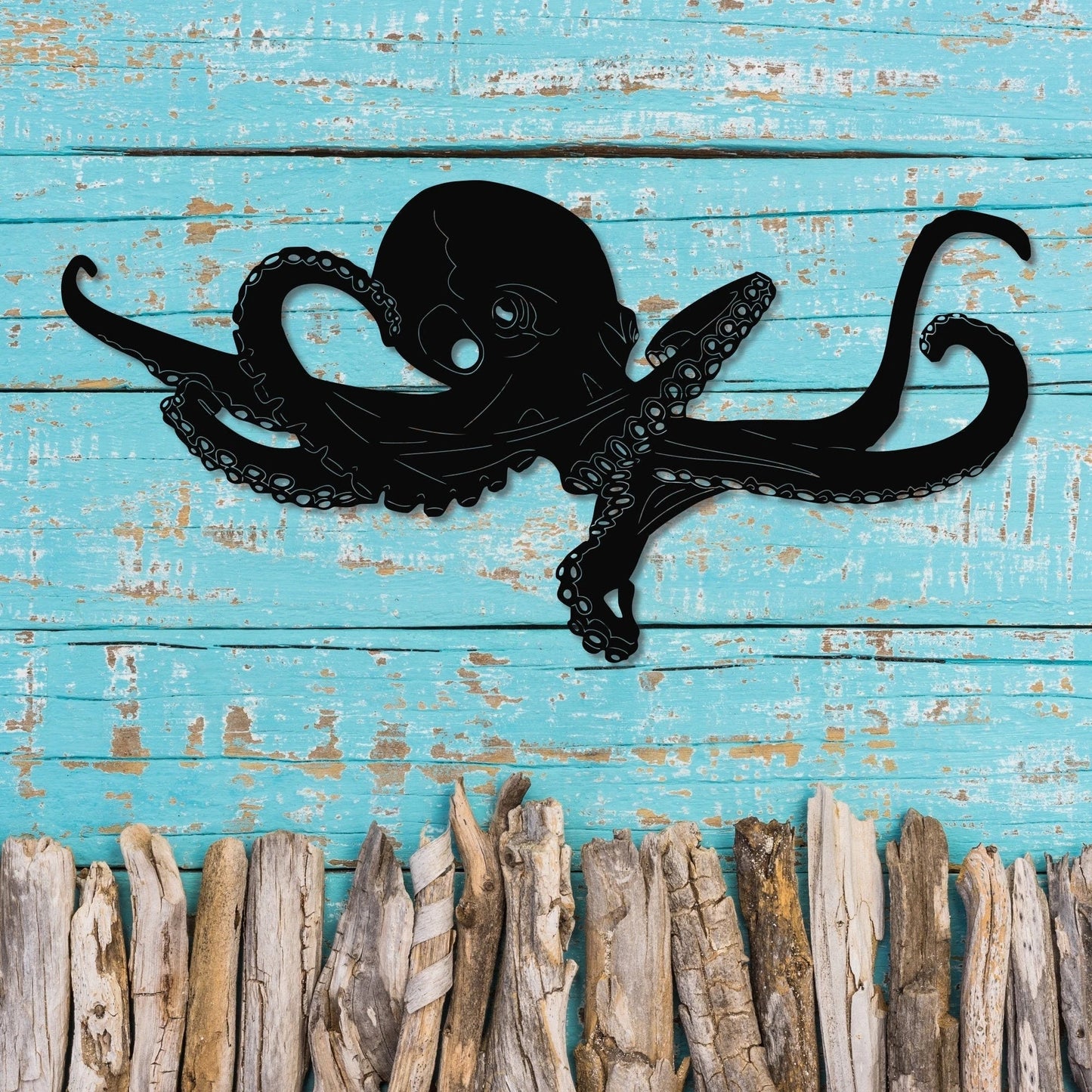 Metal Octopus Art Detailed Octopus Wall Hanging Ocean Decor Scuba Diver Gift Large Beach Tropical Hawaiian Coastal Life
