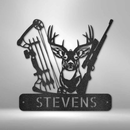Personalized Deer Hunter Monogram Metal Wall Sign Hunter Wild Game Birthday Gift Idea For Him