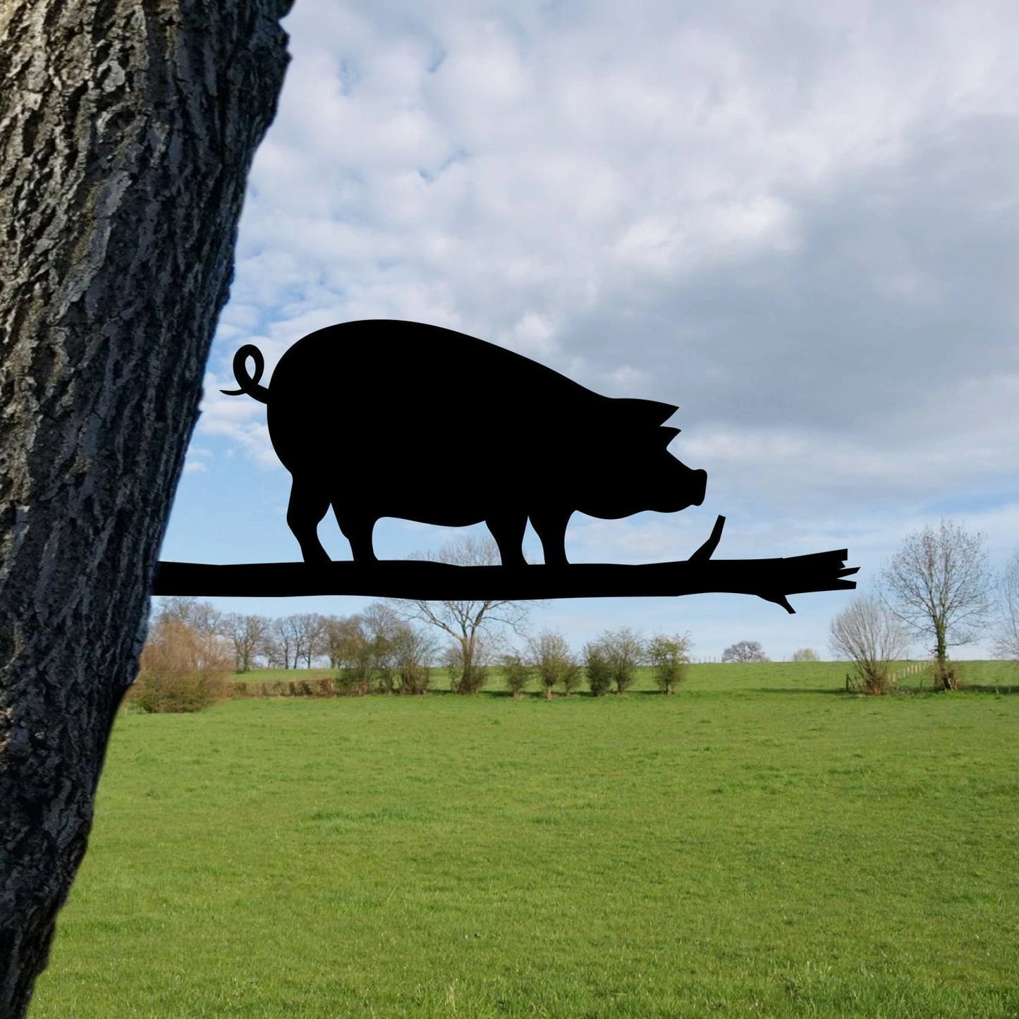 Pig Tree Stake, Farm Metal Sign, Gift For Farmer Laser Cut Metal Signs Custom Gift Ideas