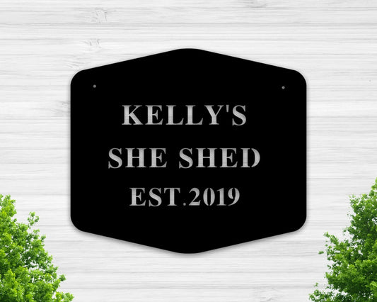Personalized She Shed Sign Outdoor Sign Established Date Sign Gift For Her Decorative Metal Sign She Shed - 8 inches - metal sign