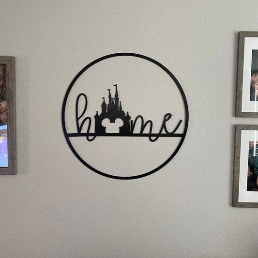Home Metal Sign Dsney Castle Metal Sign Housewarming Gift Custom Metal Door Hanger Wedding Kid Room - 8 inches - metal sign