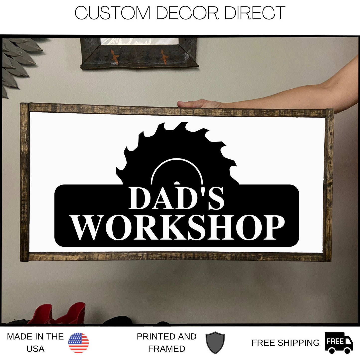 Papa's Workshop Sign In A Saw Blade, Crescent Wrench & Hammer Art, Gifts For Papa, Woodworker Sign, Custom Workshop Sign, Gift For Papa Laser Cut Metal Signs Custom Gift Ideas-2