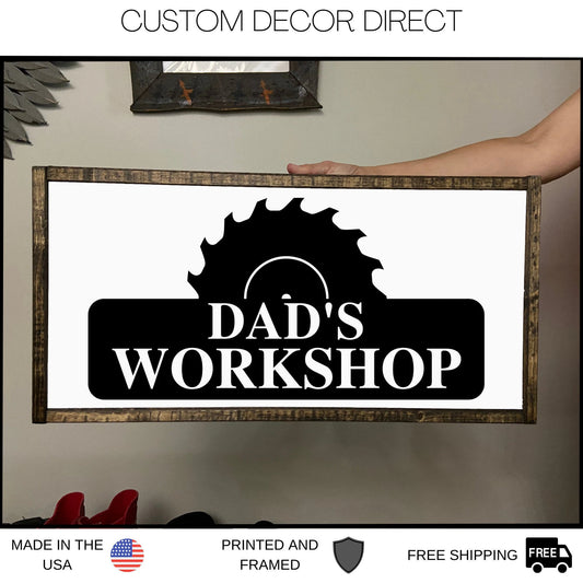 Papa's Workshop Sign In A Saw Blade, Crescent Wrench & Hammer Art, Gifts For Papa, Woodworker Sign - metal sign