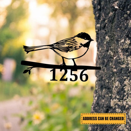 Customized Address Number Sparrow Bird Metal Tree Stake, Bird Metal Sign, Metal Laser Cut Metal Signs Custom Gift Ideas - 8 inches - metal sign